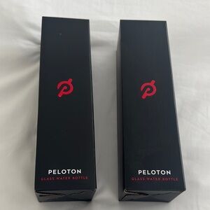 Peloton Black Glass Water Bottles with Red Logo